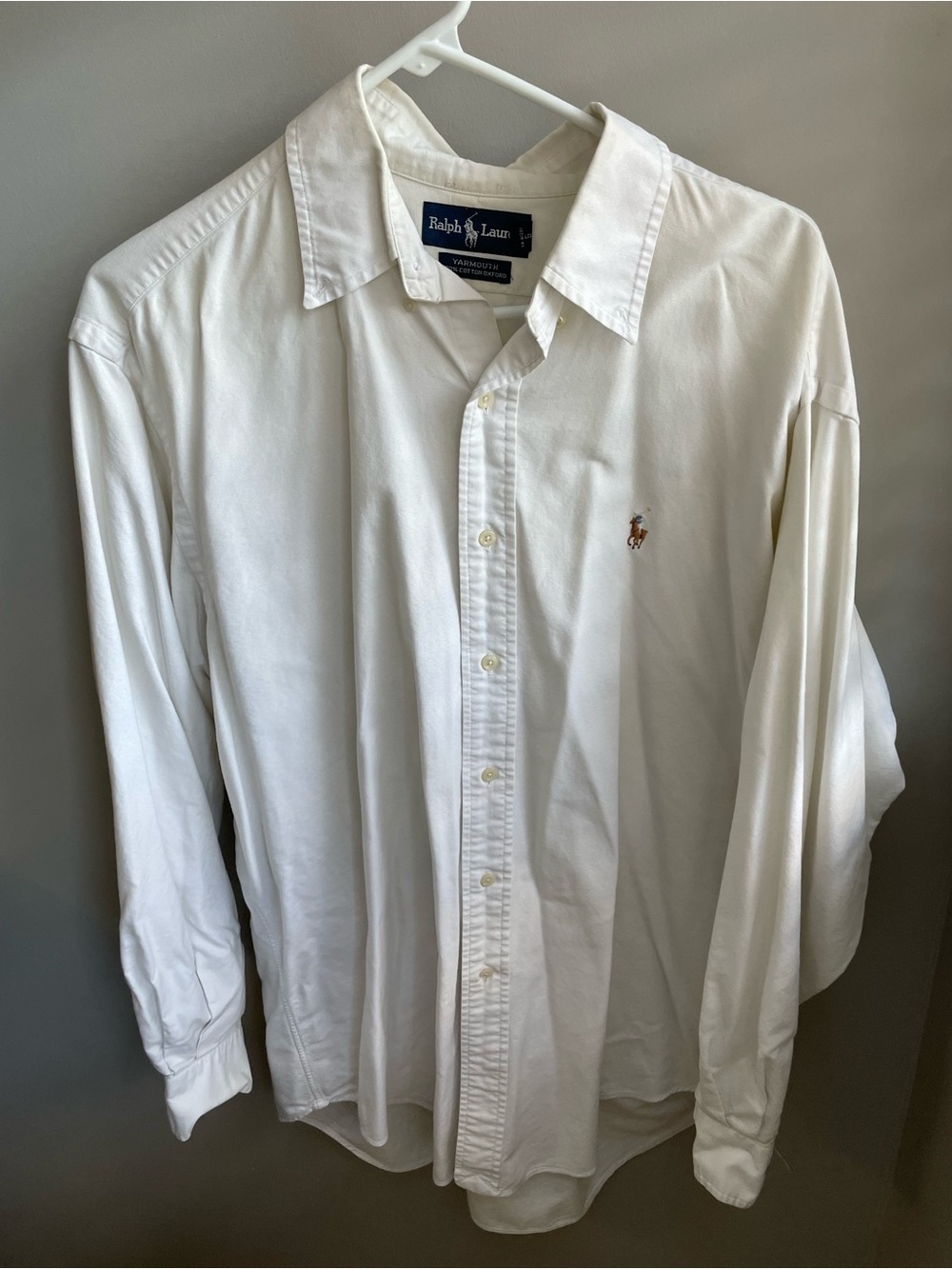 Ralph Lauren White Long-Sleeve Button-Down Shirt with Polo Logo